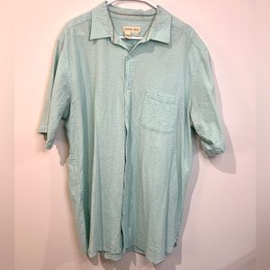 The Territory Ahead Short Sleeve 100% Cotton Light Teal Button Up Mens Size XLT